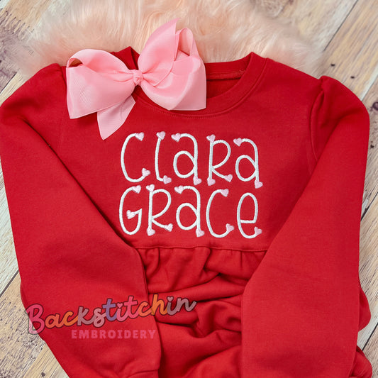 Valentines Girls Bubble Tunic Sweatshirt